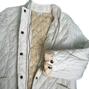 Charter Club Womens Large Quilted Barn‎ Jacket Cream Lined Snap Front Outerwear